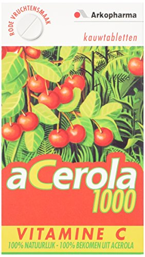 Arkopharma Acérola 1000 Vitamine C 100% Naturelle 2 Boîtes de 30 Comprimés à Croquer